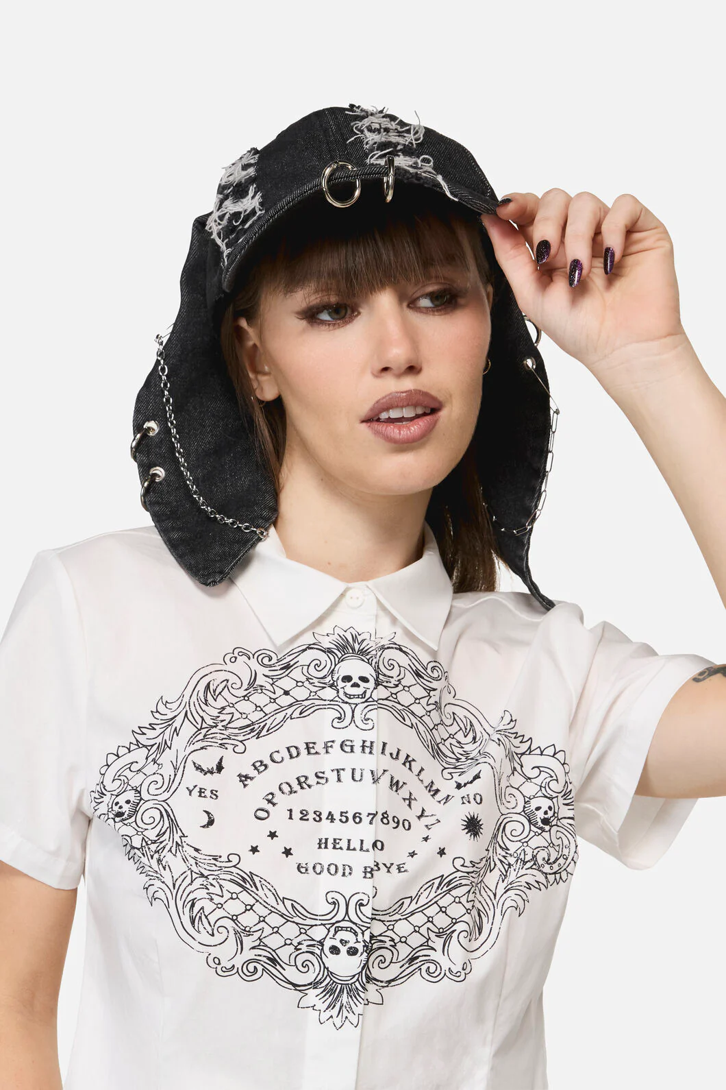 Distressed Pierced Cap with Ears - Image 3