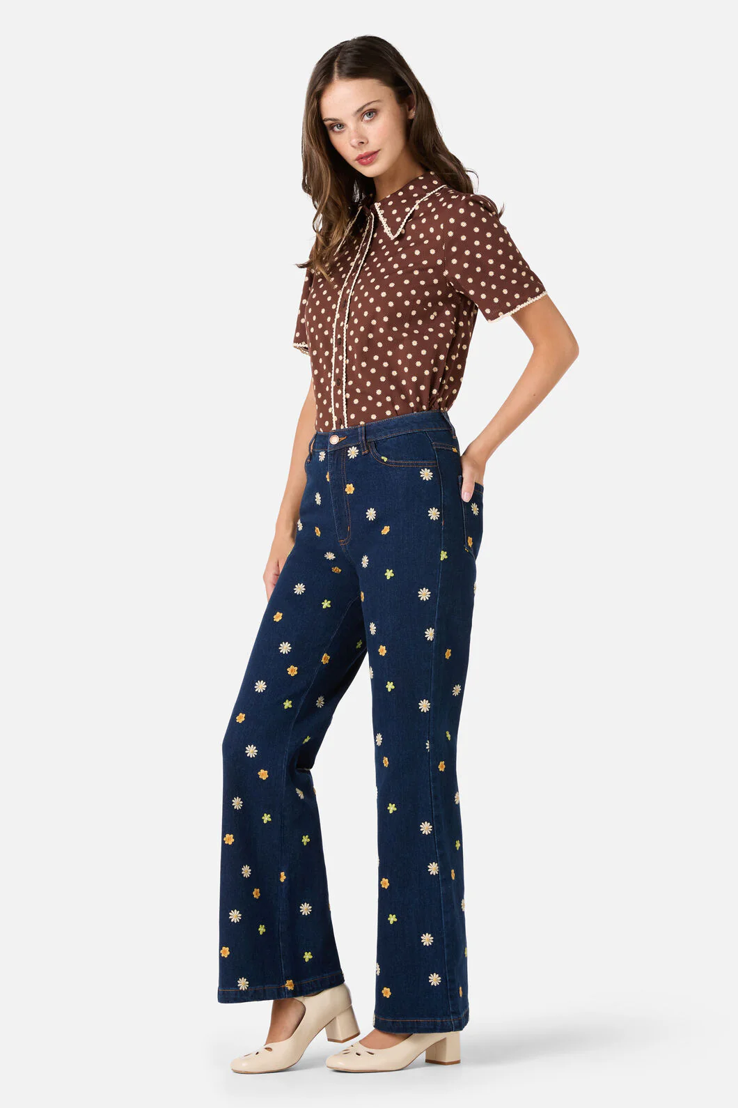 Ditsy Daisy Flared Jeans - Image 3