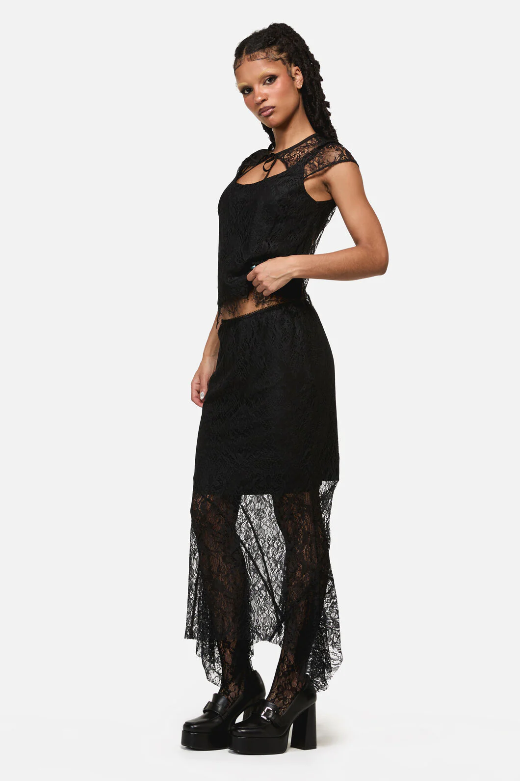 Ellen Lace Goth Formal Skirt - Image 3