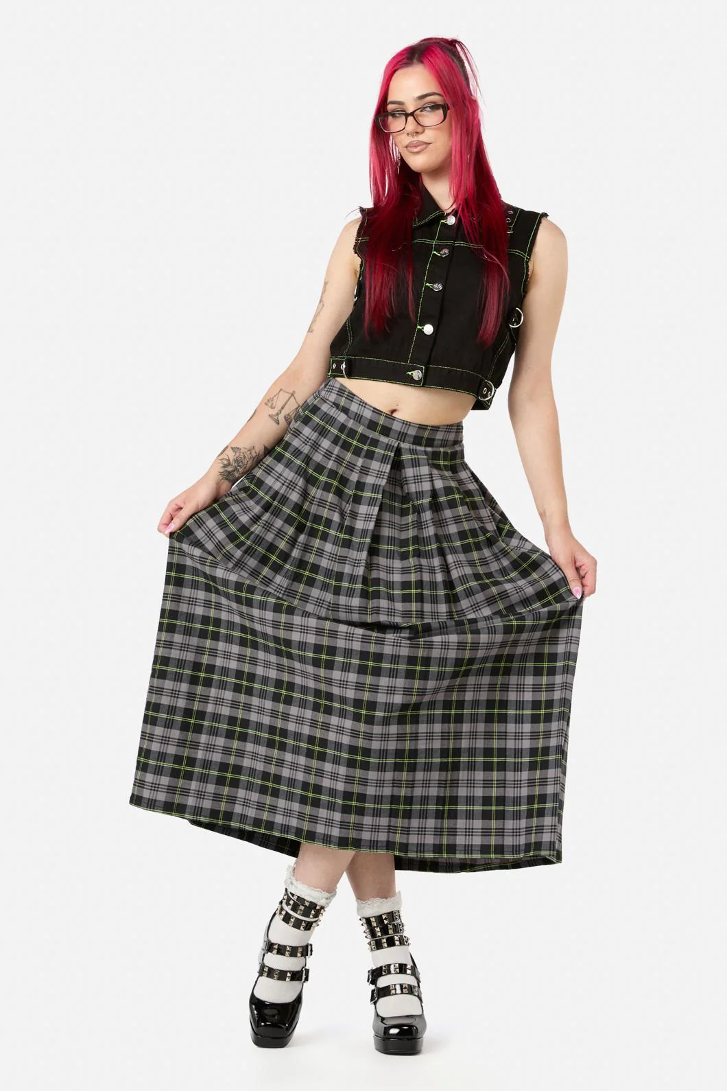 Encounter Tartan Midi Skirt - Image 2