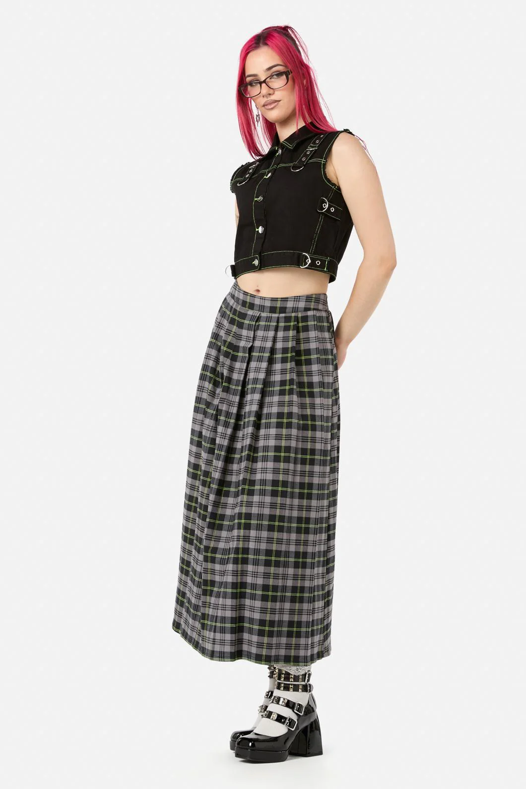 Encounter Tartan Midi Skirt - Image 8