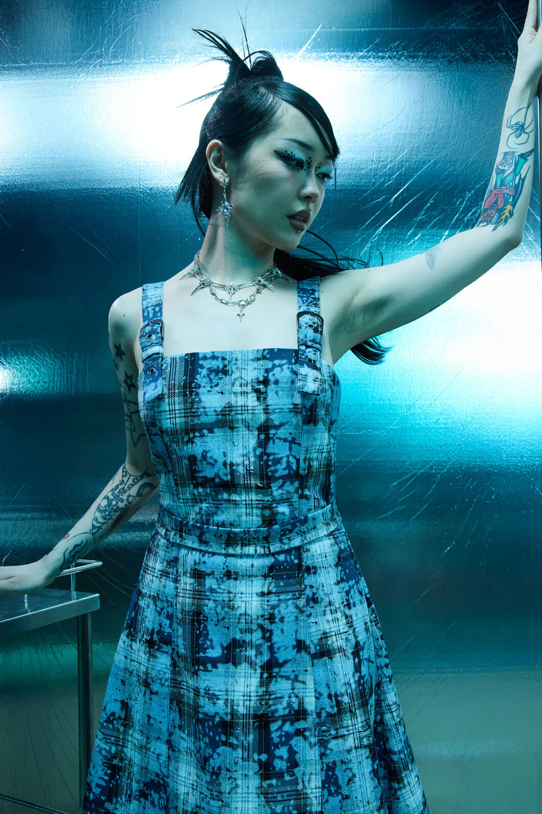 Fiendish Tartan Goth Maxi Dress - Image 3