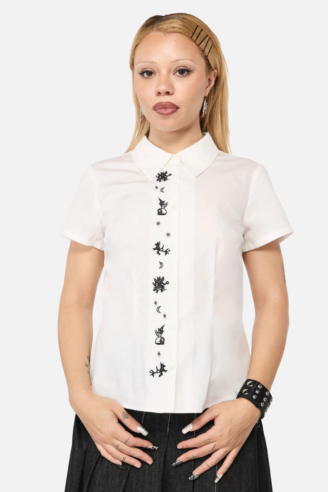 Cackle Emb Placket Blouse
