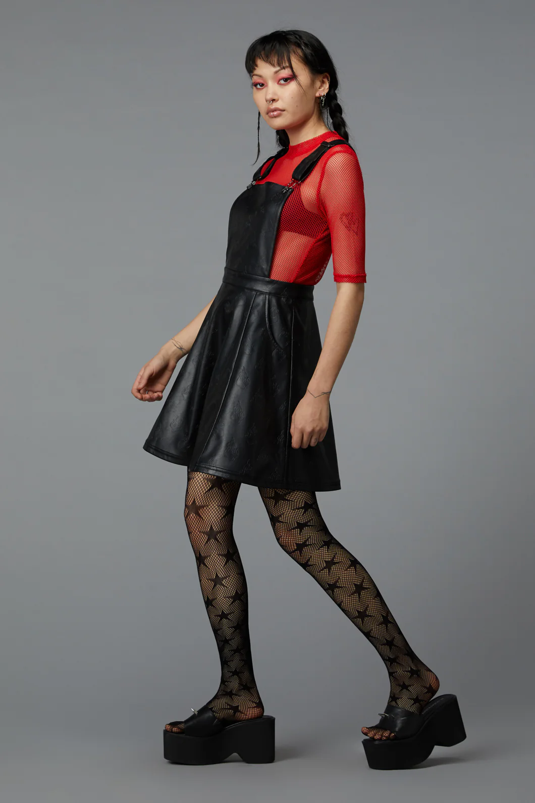 Flamin Embossed Pu Pinafore - Image 4
