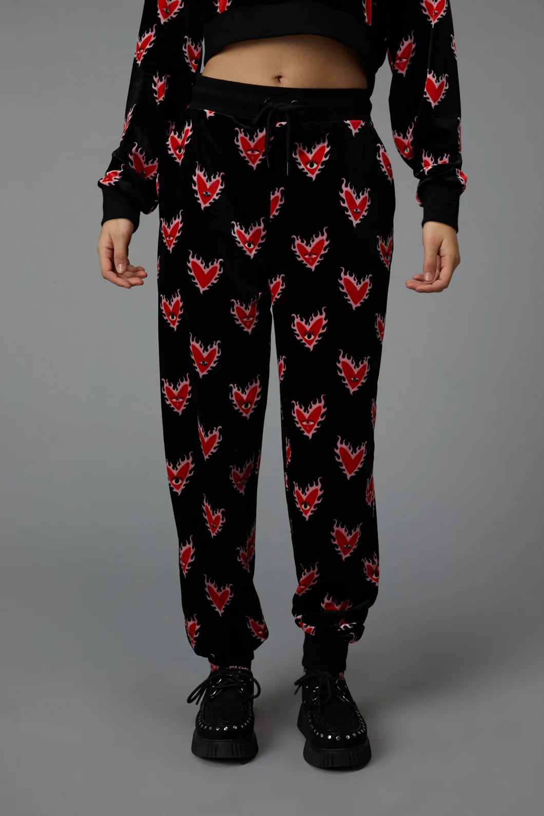 Flamin Hearts Velour Trackpant - Image 2