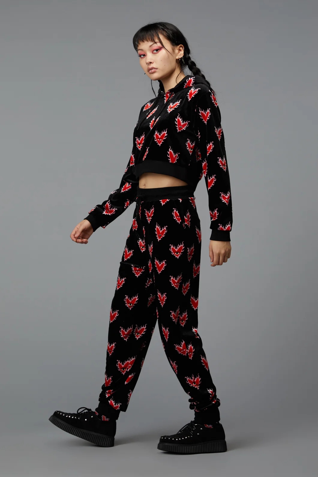Flamin Hearts Velour Trackpant - Image 3