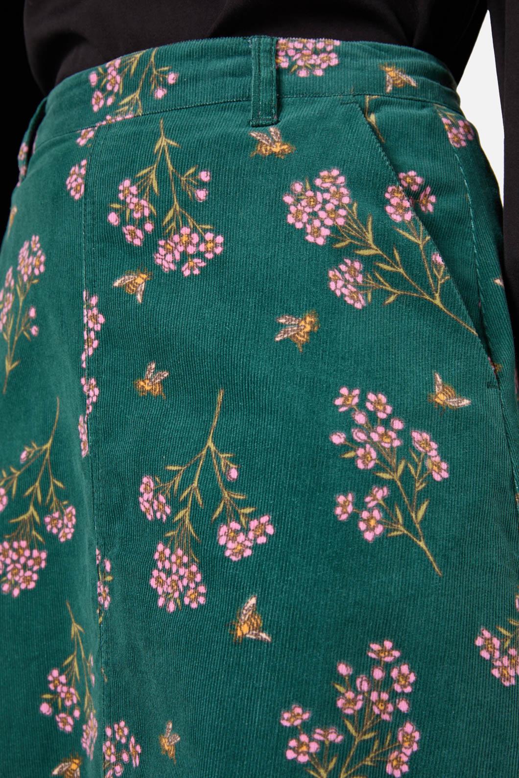 Flora Bee Cord Midi Skirt - Image 6