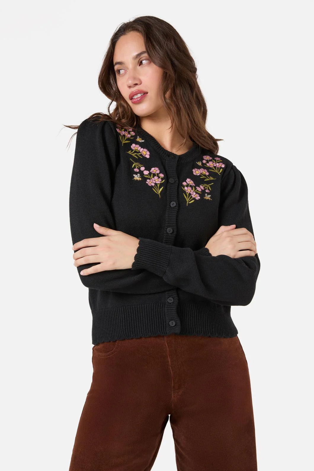 Flora Bee Embroidered Cardigan - Image 5