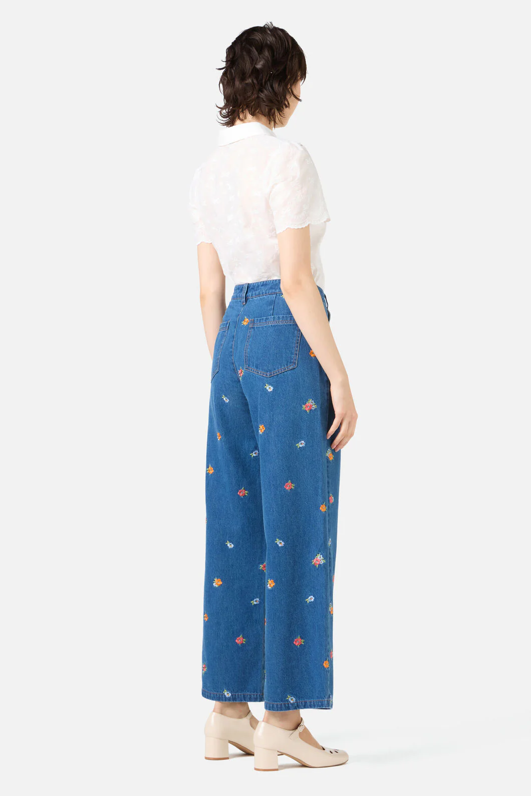 Floral Embroidered Denim Jeans - Image 4