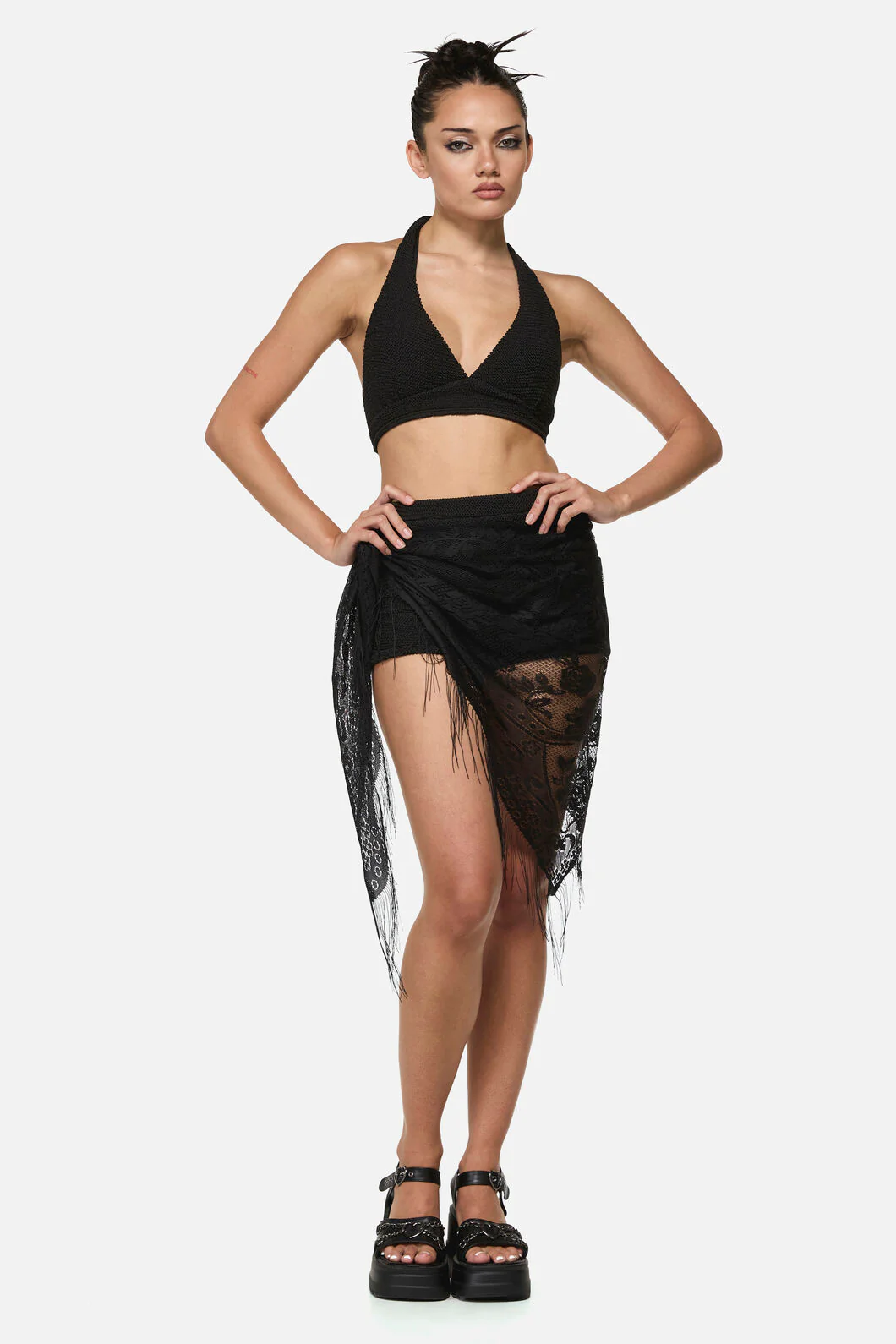 Flower Lightweight Tassel Scarf - Image 2