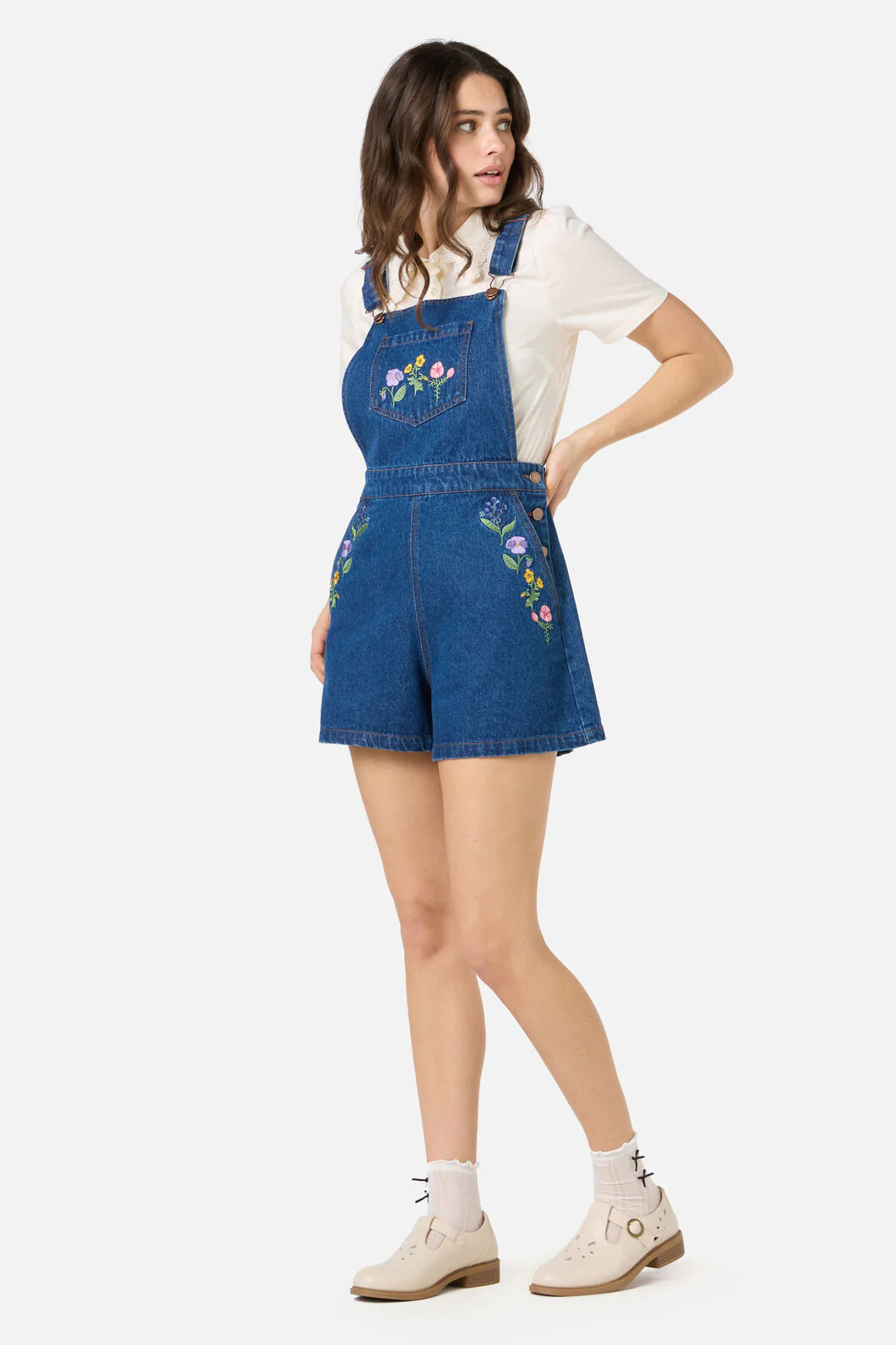 Flower Patch Emb Short Overall - Image 4