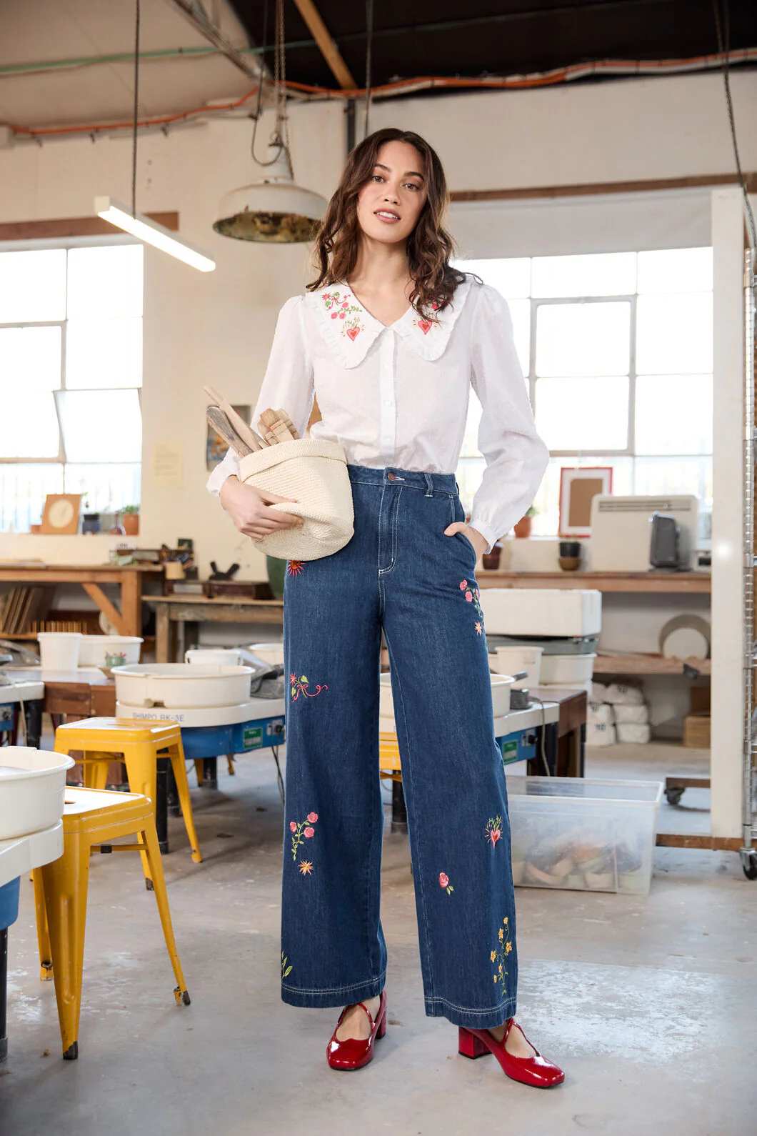 Folk Art Embroidered Jean - Image 5