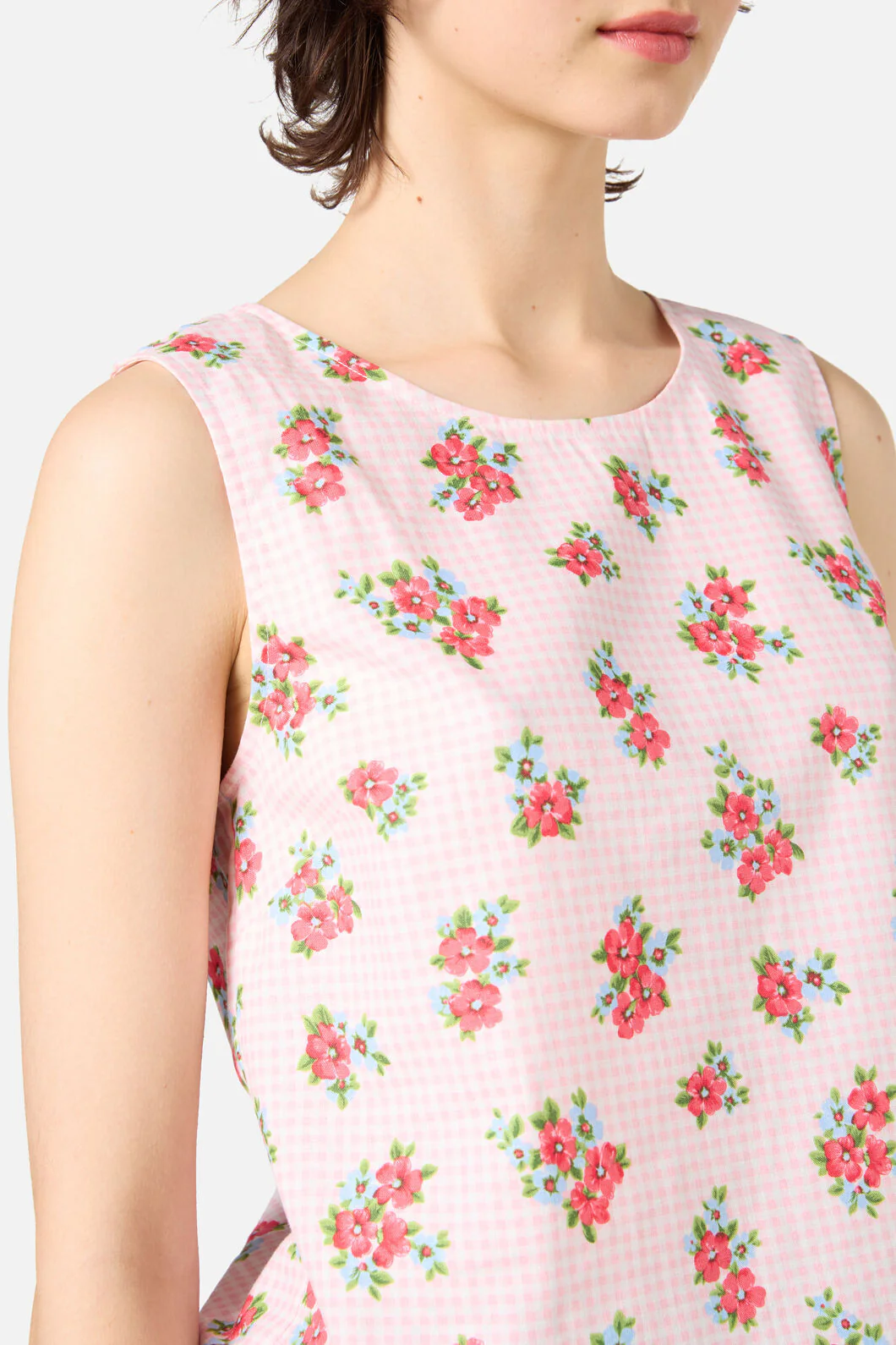 Gingham Floral Shell Top - Image 6