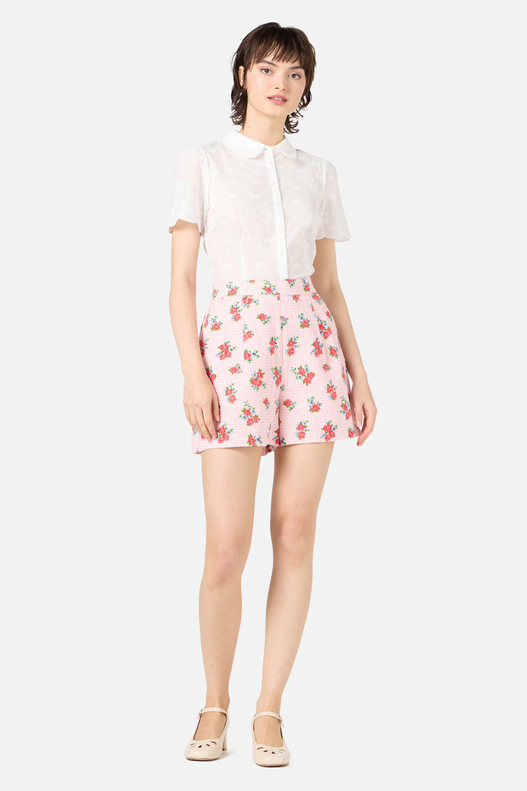 Gingham Floral Shorts