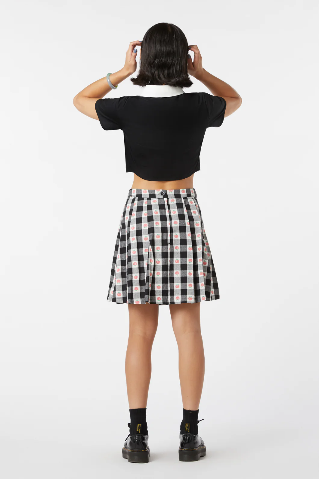Gingham Peach Mini Skirt - Image 4