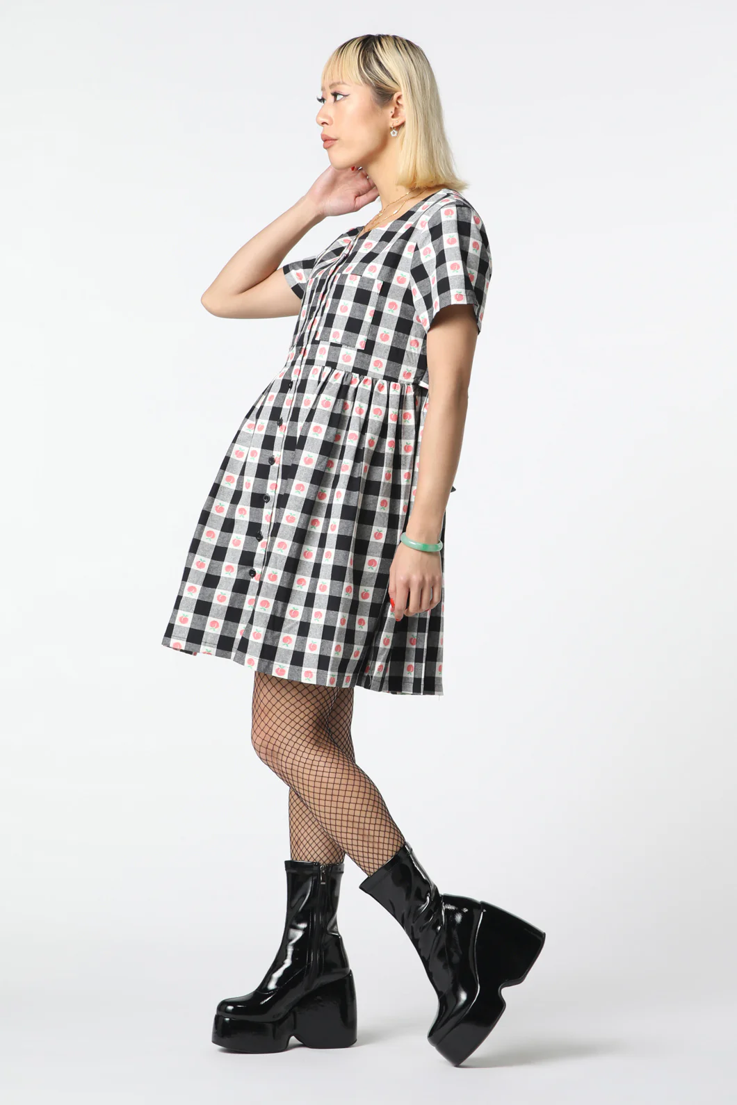 Gingham Peach Smock Dress - Image 3