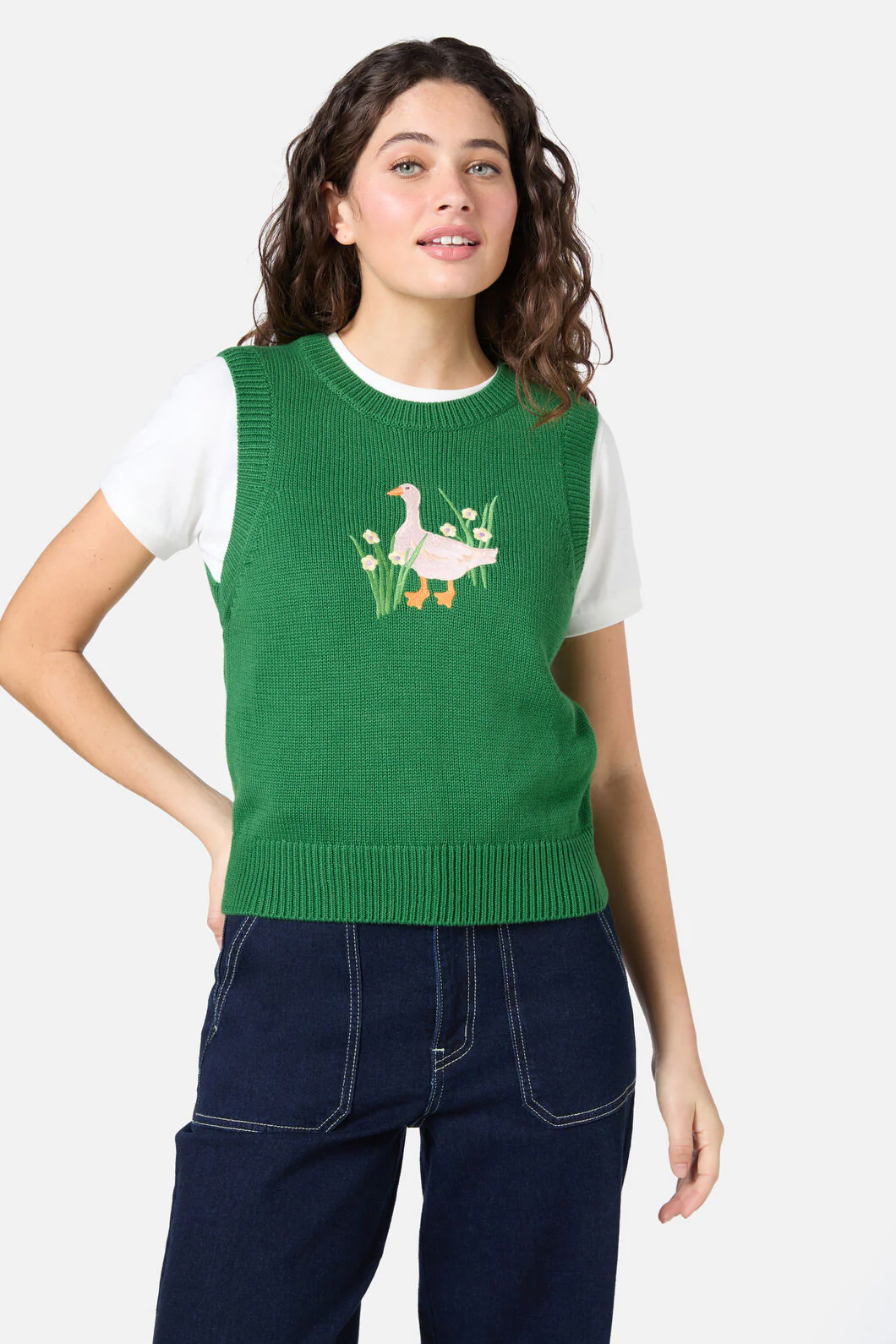Goose Embroidered Knit Vest - Image 2