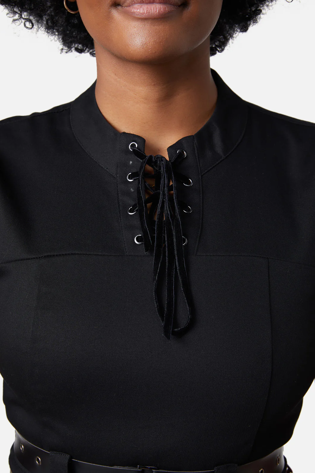 Goth Lace Up Neck Blouse - Image 6