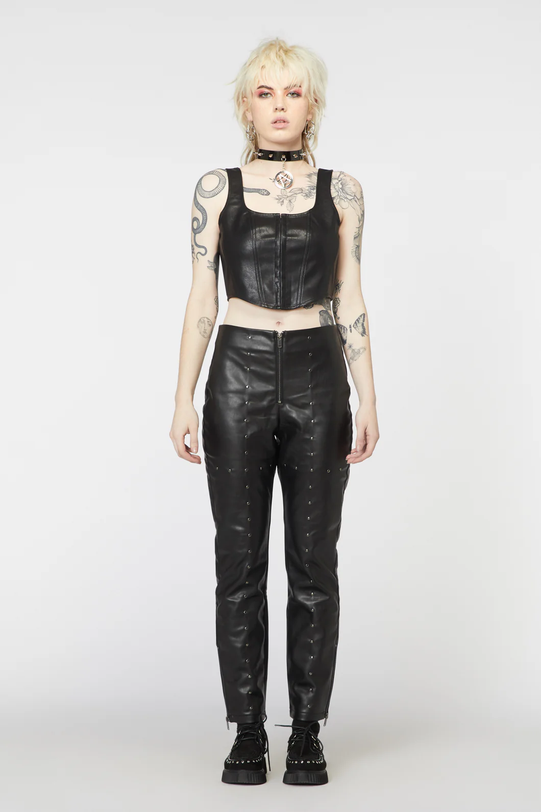 Goth Studded PU Leggings - Image 8