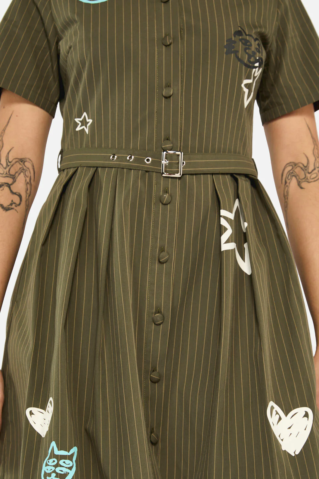 Graff Pinstripe Pleated Dress - Image 5