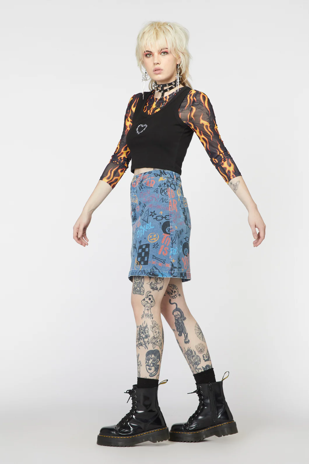 Graffiti Denim Mini Skirt - Image 4