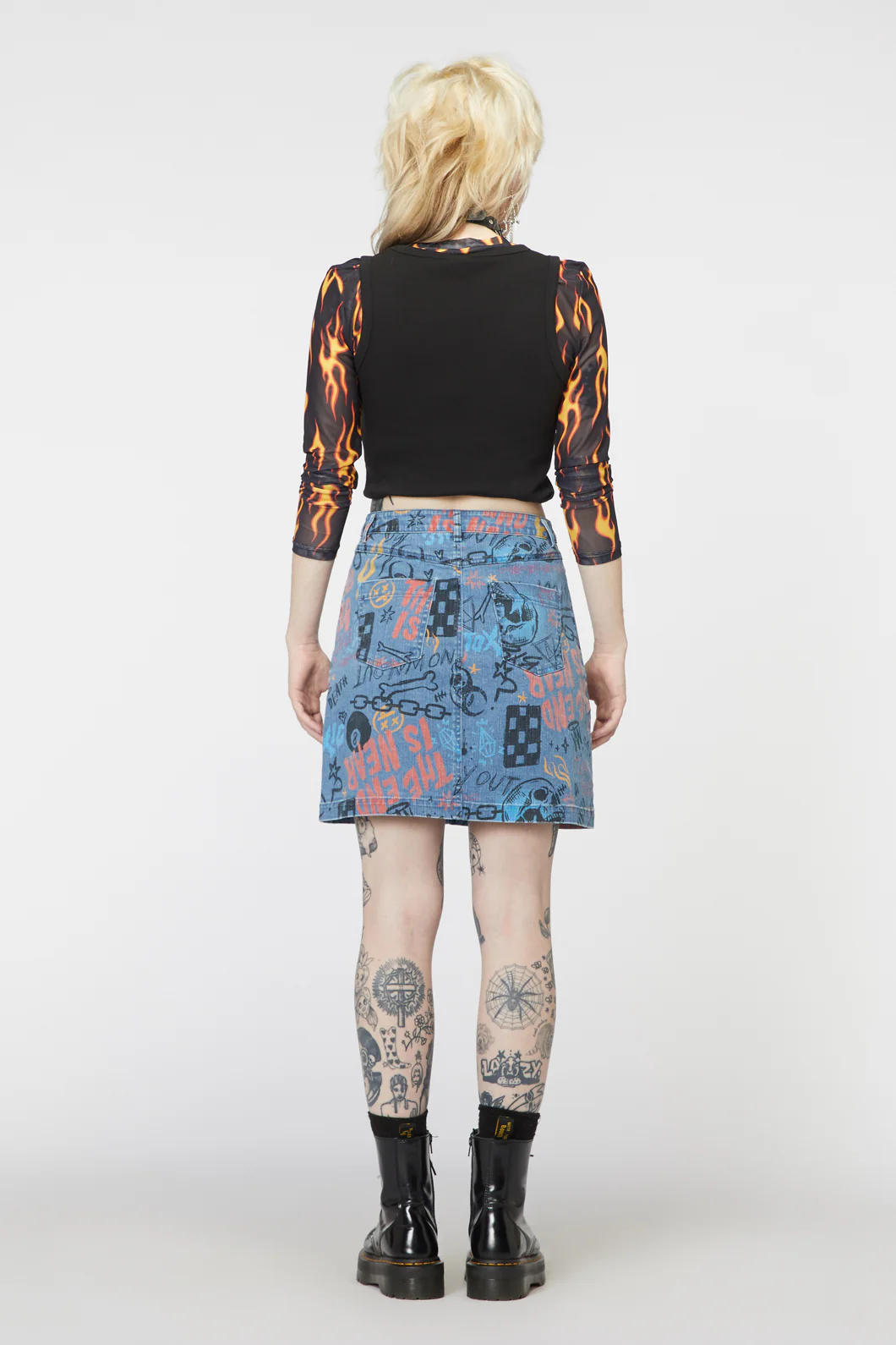 Graffiti Denim Mini Skirt - Image 5