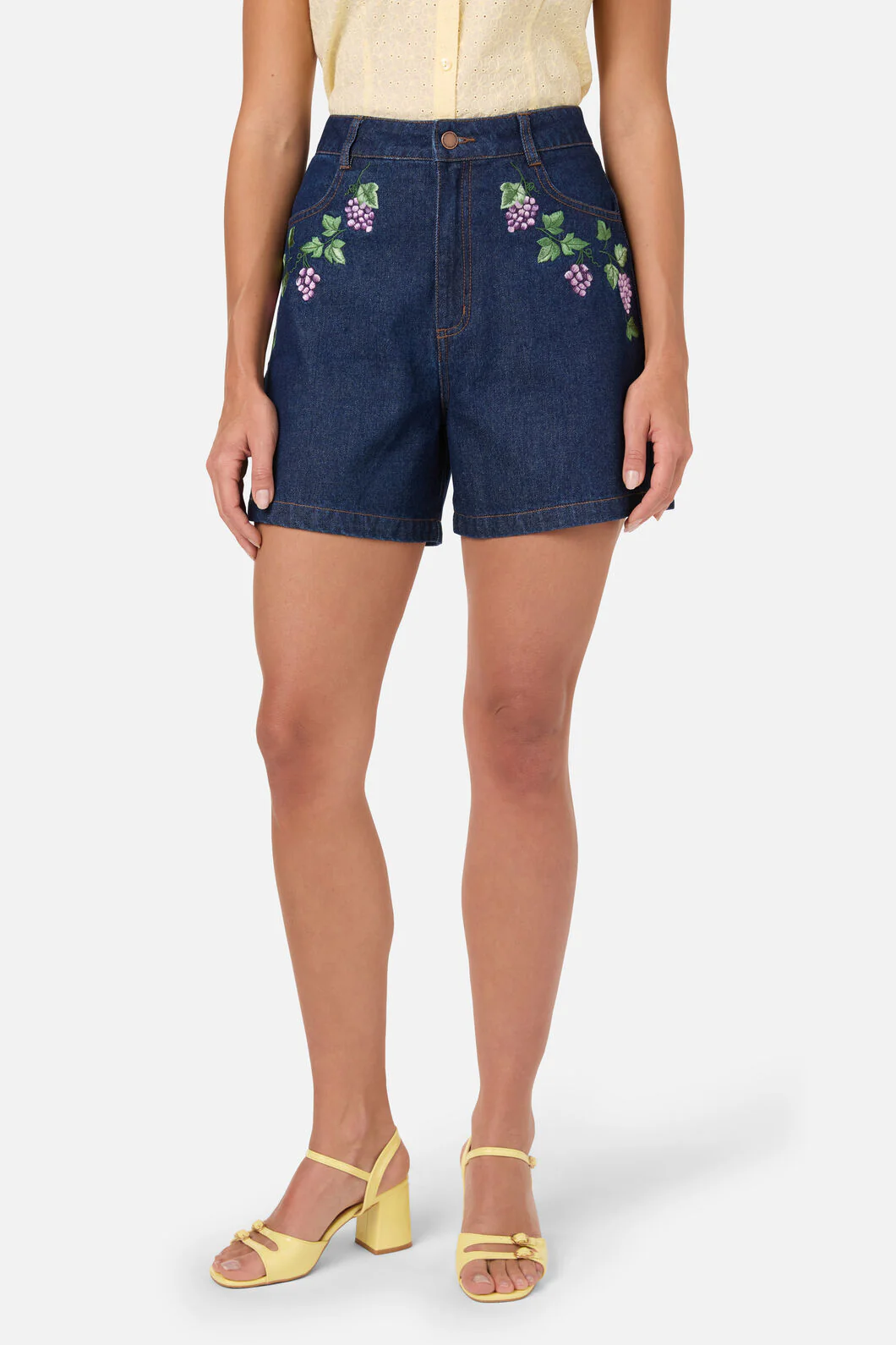 Grapes Embroidered Denim Short - Image 2