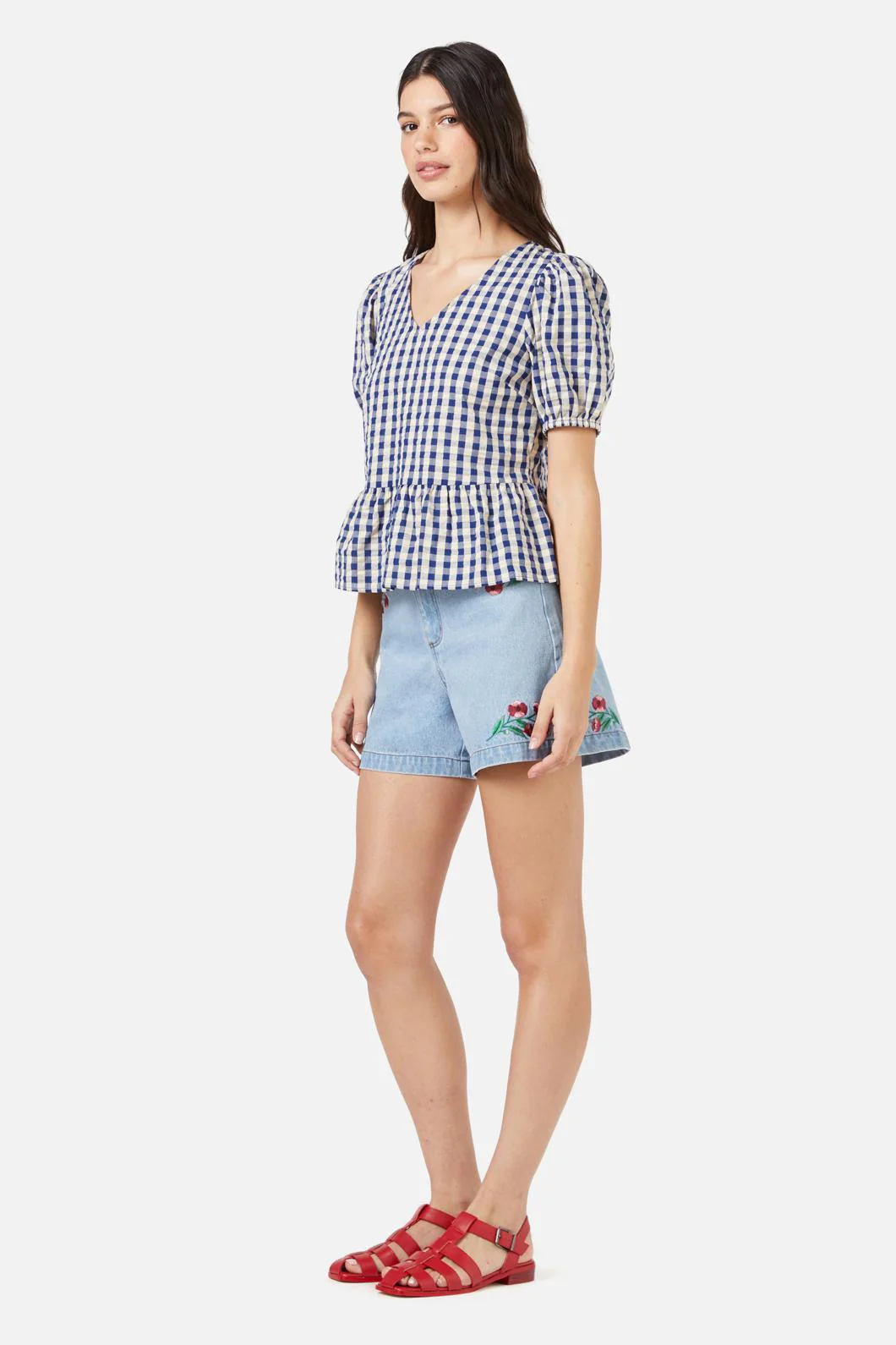 Greta Check Ruffle Top - Image 3