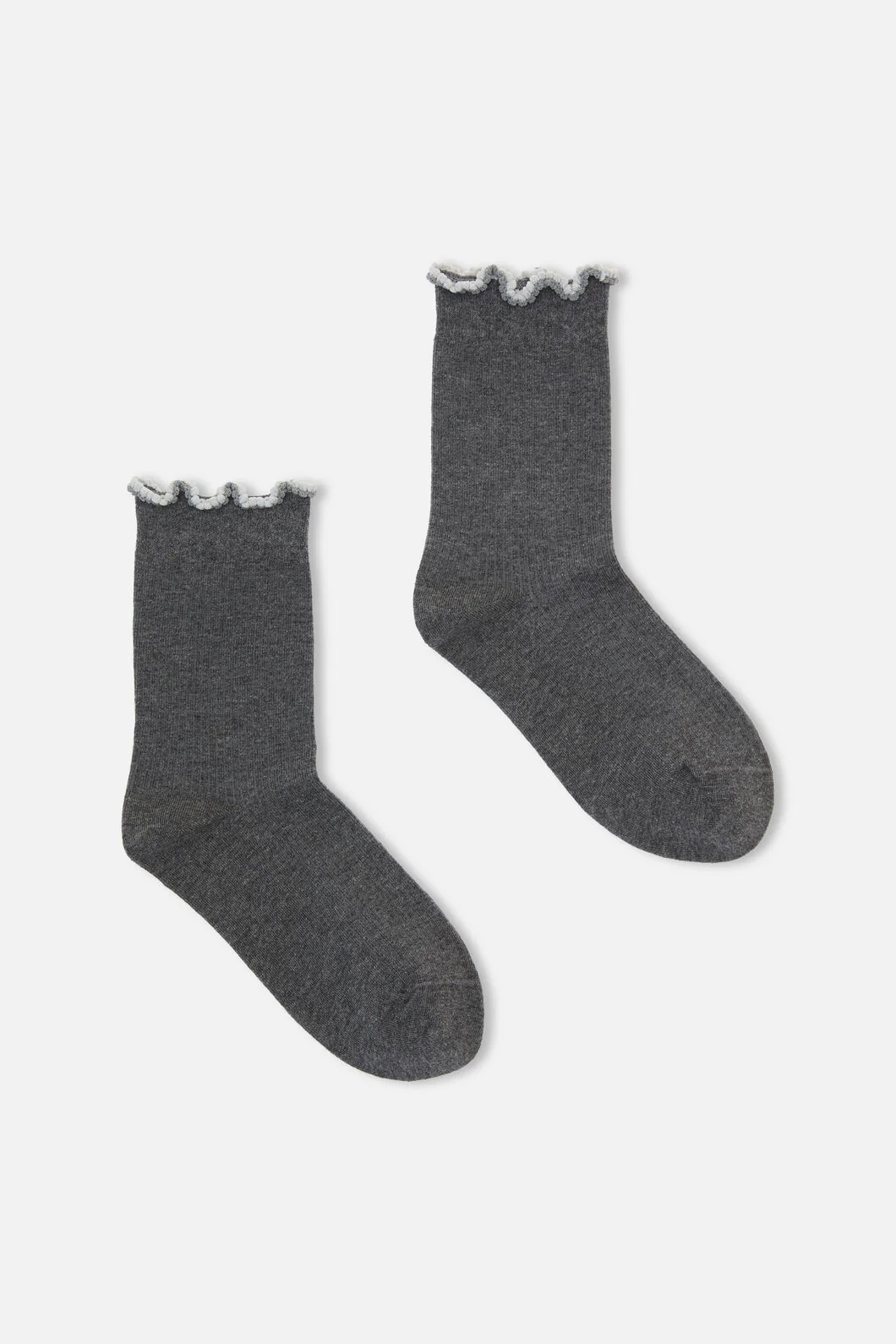 Grey Frill Top Sock