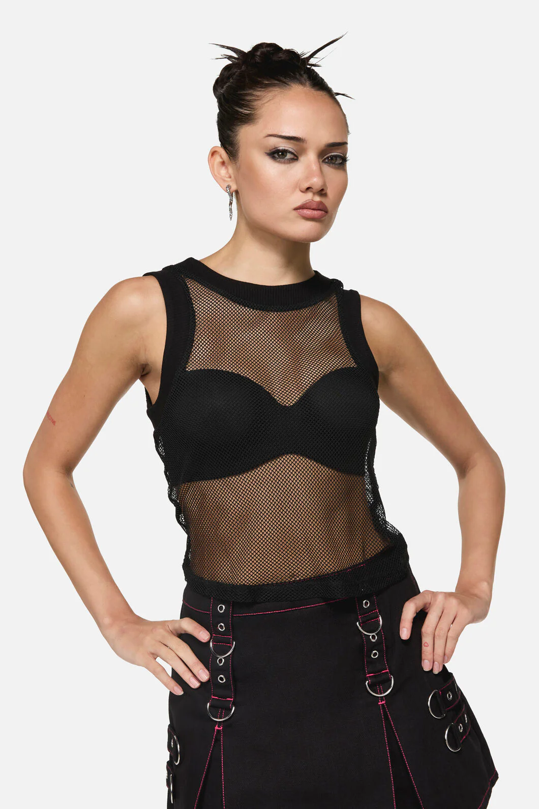 Black Grunge Fishnet Tank