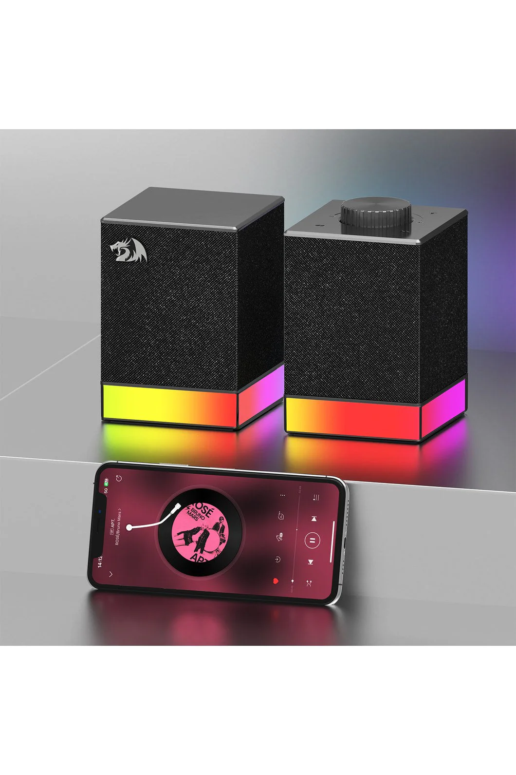 Redragon GS517 Glyph Black Compact RGB Touch Control Desk Speaker - Image 8