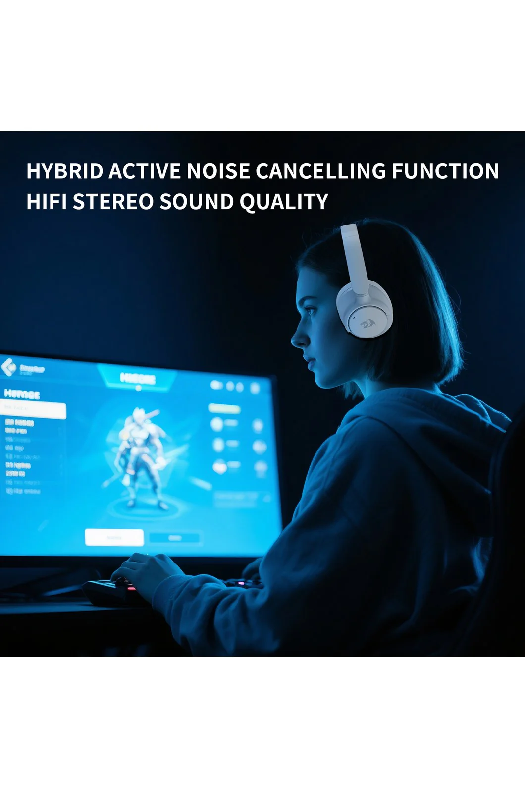 Redragon H610W VibeCore 600X White ANC Wireless Headphone - Image 10