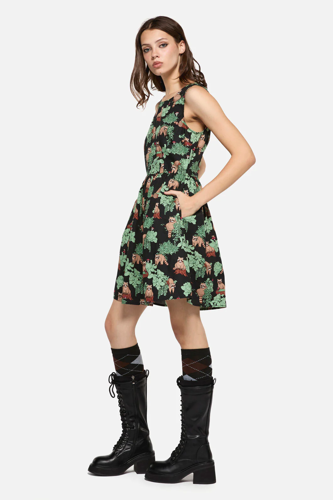 Haus Of Raccoon Print Dress - Image 3