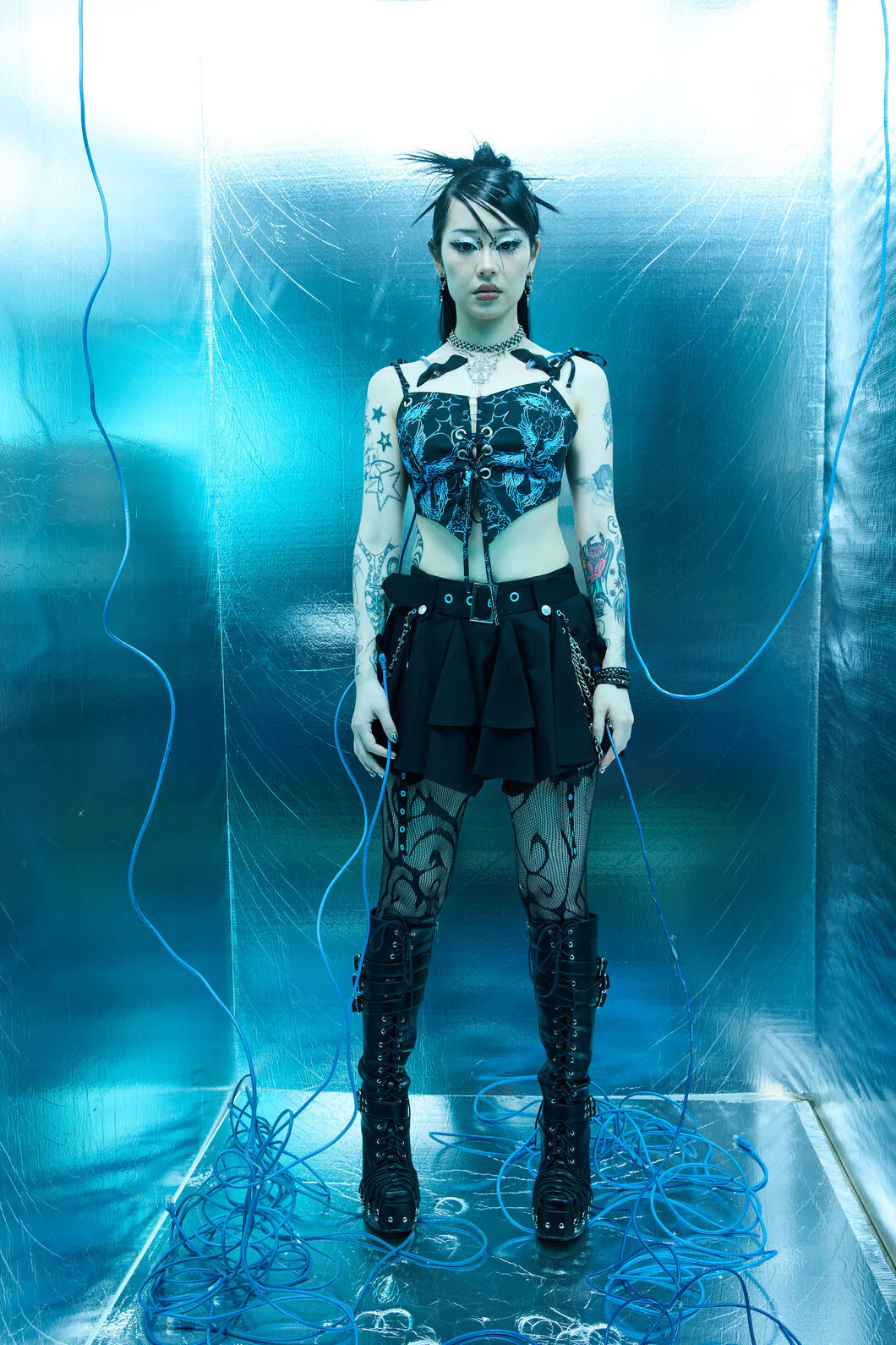 Heathen Goth Eyelet Skort - Image 3