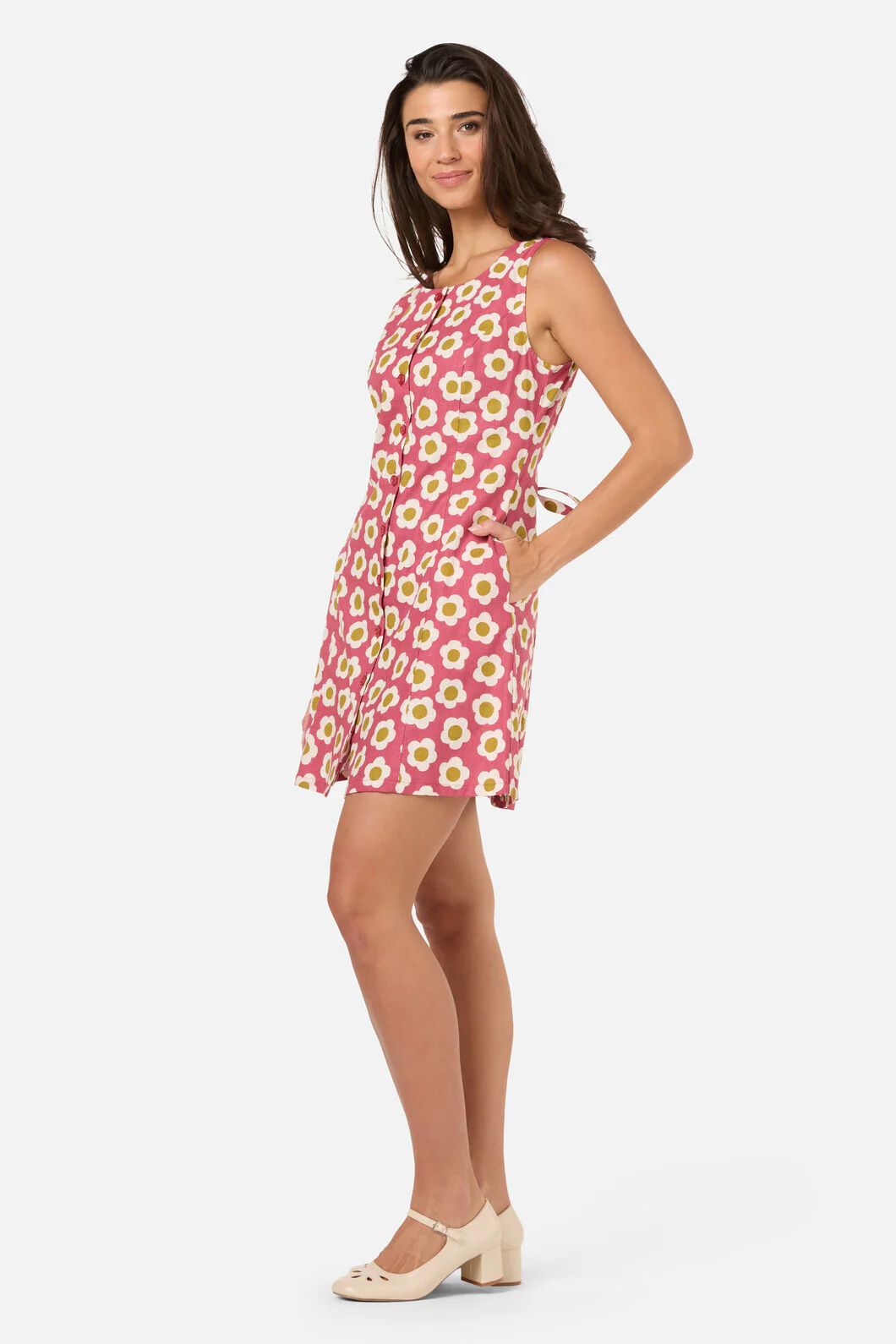Janie 60'S Button Mini Dress - Image 3