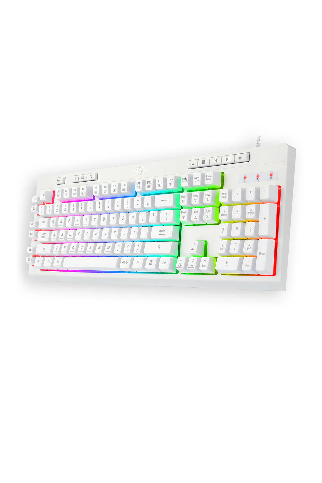Redragon K512W Shiva RGB Backlit Full Size Wired Membrane Gamin Keyboard (White) - Image 2