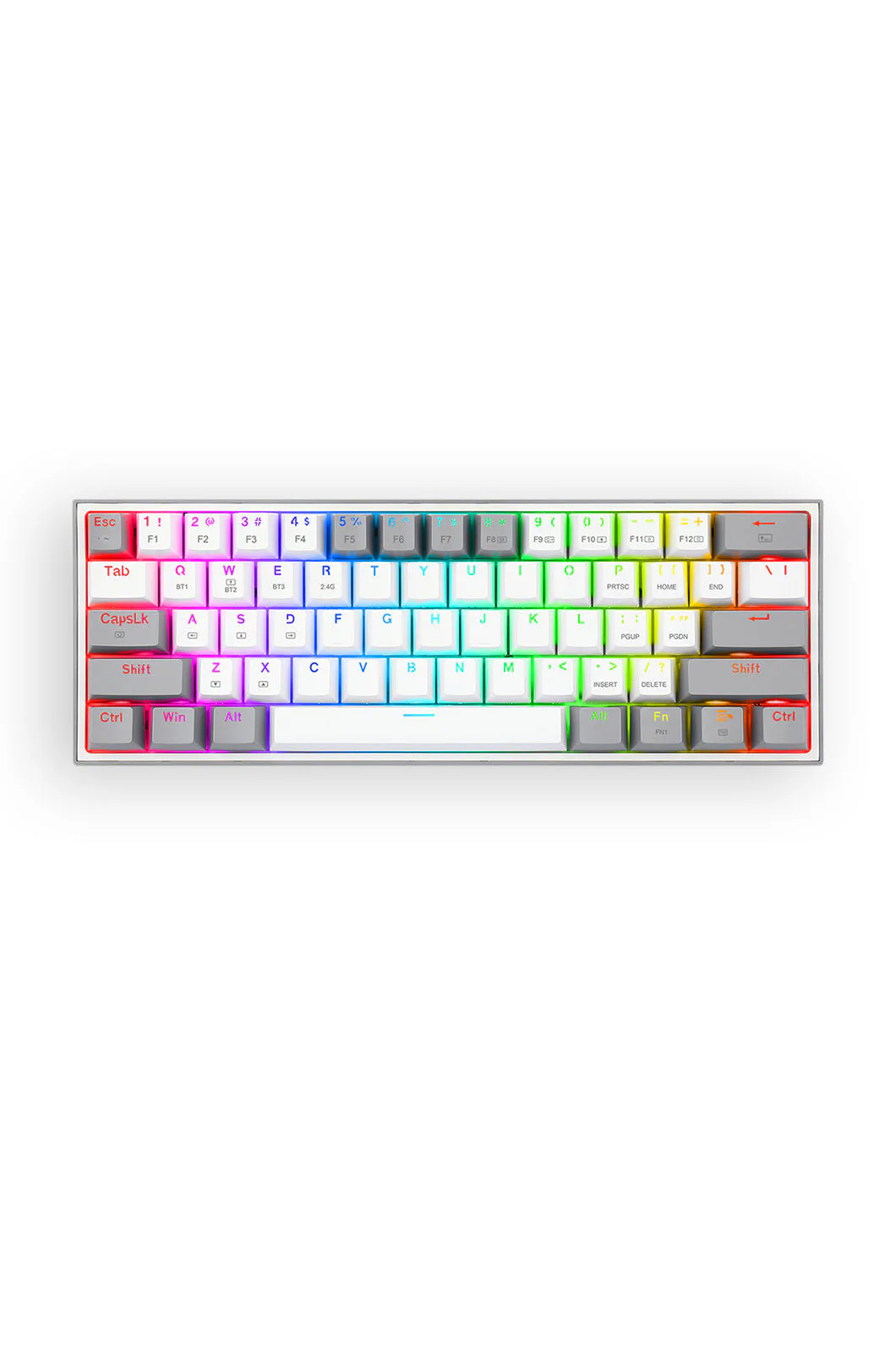 Redragon K616-RGB Fizz Pro White Grey 65% Tri-Mode Wireless Mechanical Gaming Keyboard