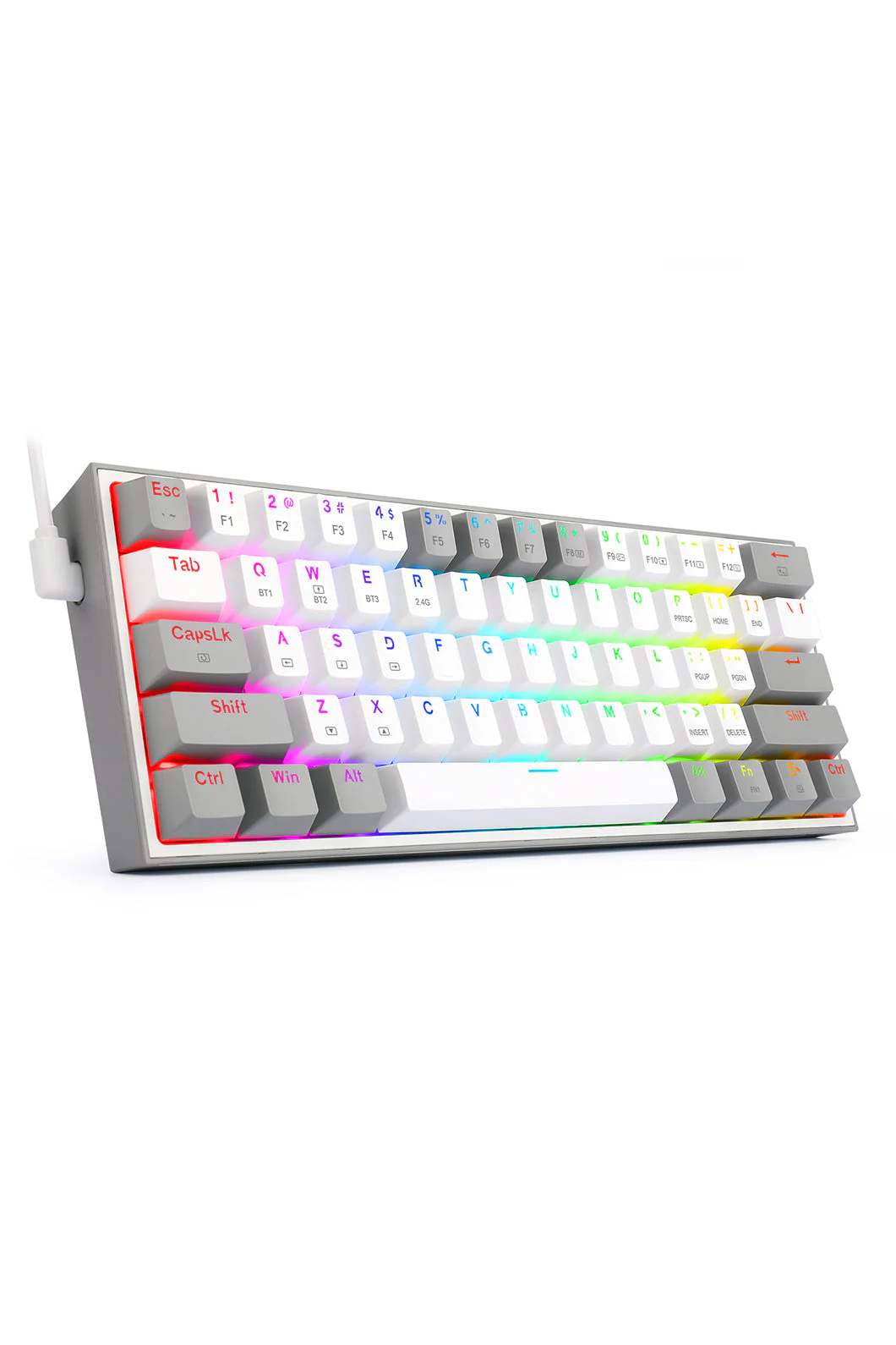 Redragon K616-RGB Fizz Pro White Grey 65% Tri-Mode Wireless Mechanical Gaming Keyboard - Image 3