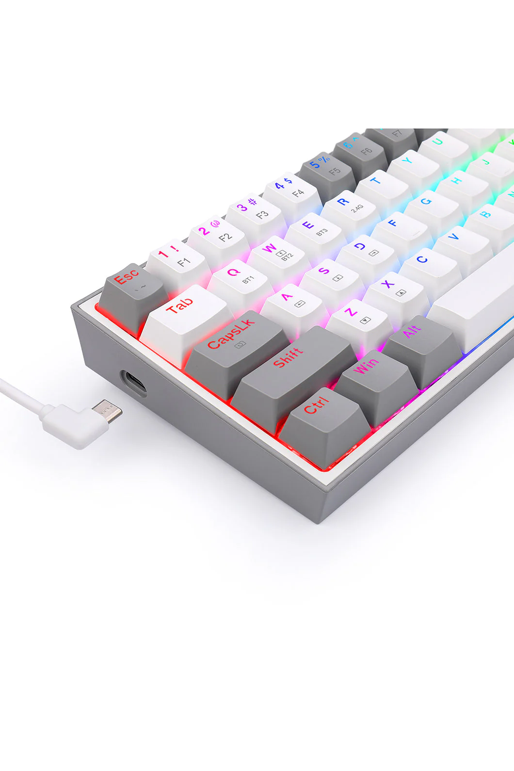Redragon K616-RGB Fizz Pro White Grey 65% Tri-Mode Wireless Mechanical Gaming Keyboard - Image 6