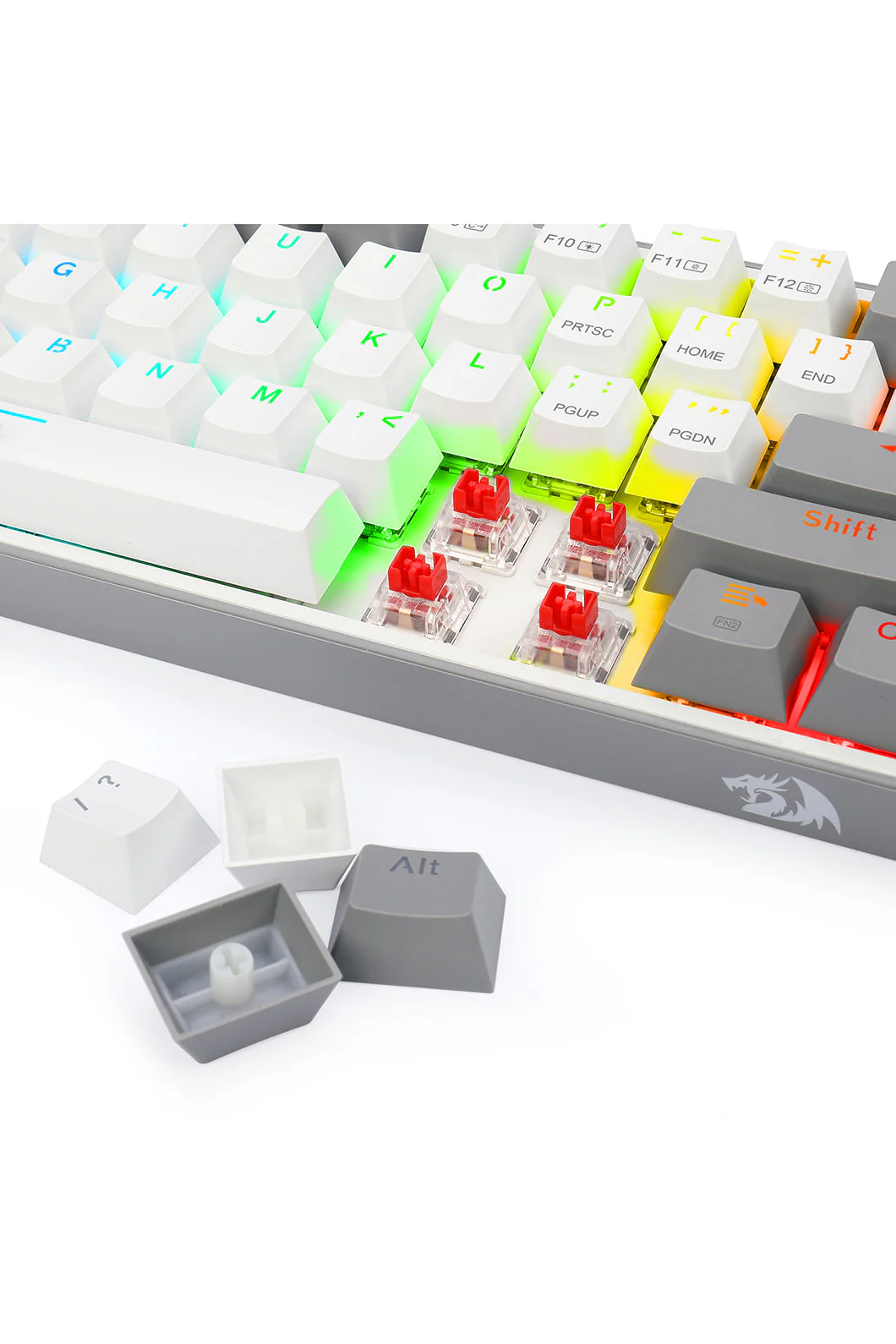 Redragon K616-RGB Fizz Pro White Grey 65% Tri-Mode Wireless Mechanical Gaming Keyboard - Image 7