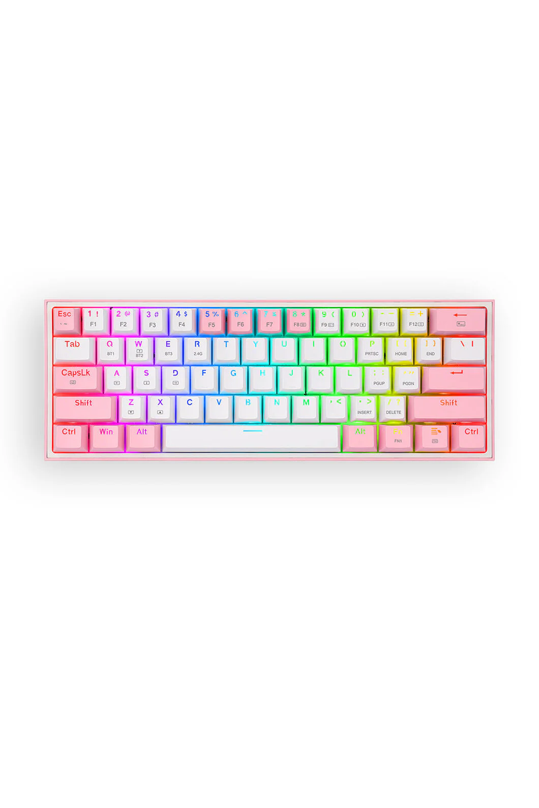 Redragon K616-RGB Fizz Pro White Pink 65% Tri-Mode Wireless Mechanical Gaming Keyboard