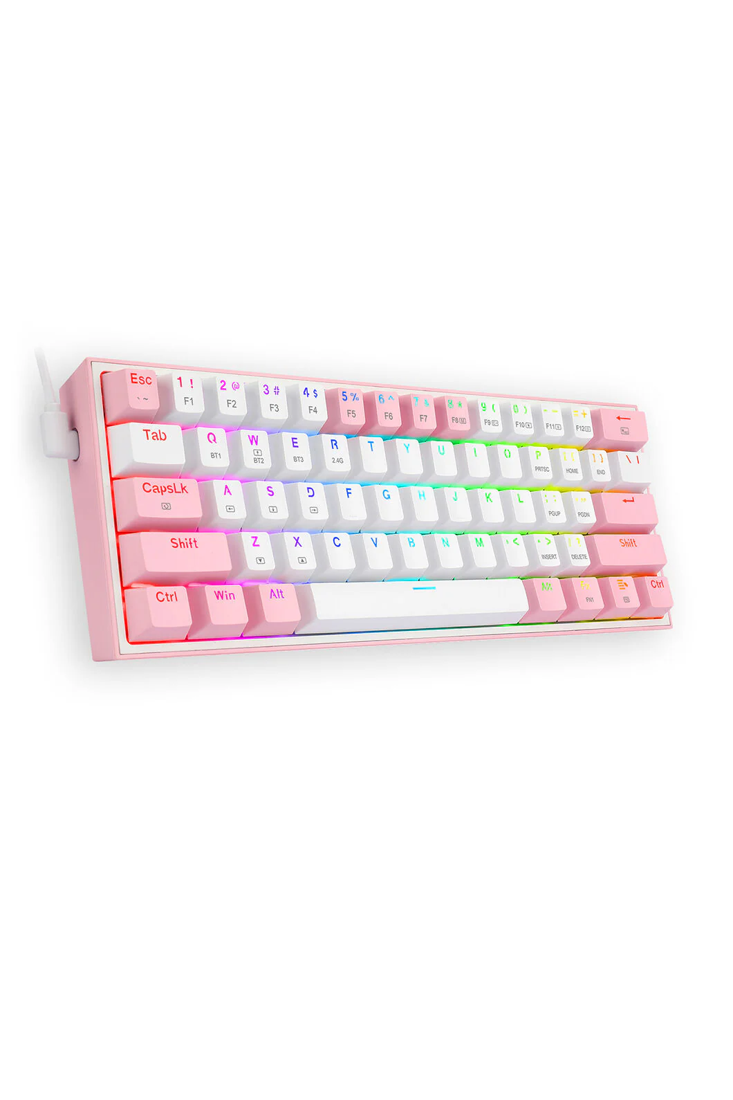 Redragon K616-RGB Fizz Pro White Pink 65% Tri-Mode Wireless Mechanical Gaming Keyboard - Image 12