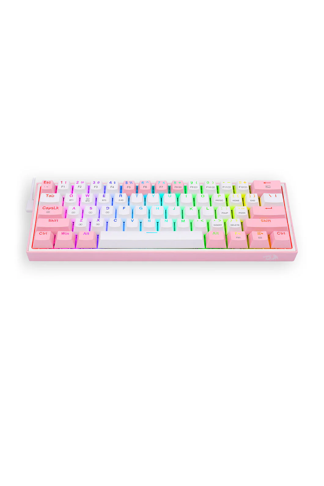 Redragon K616-RGB Fizz Pro White Pink 65% Tri-Mode Wireless Mechanical Gaming Keyboard - Image 13