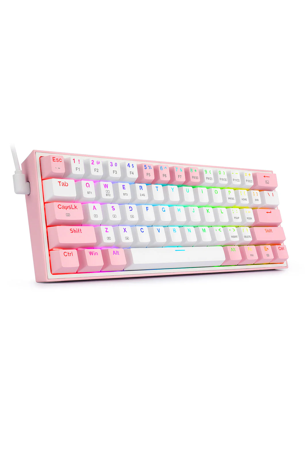 Redragon K616-RGB Fizz Pro White Pink 65% Tri-Mode Wireless Mechanical Gaming Keyboard - Image 3