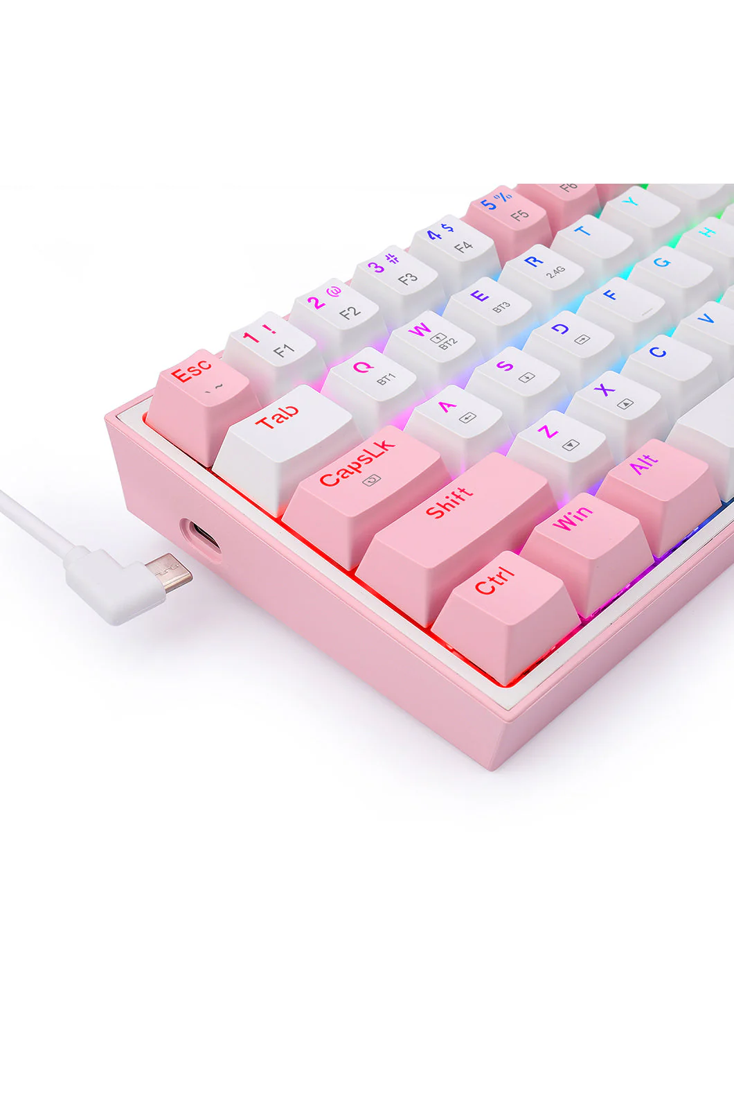Redragon K616-RGB Fizz Pro White Pink 65% Tri-Mode Wireless Mechanical Gaming Keyboard - Image 7