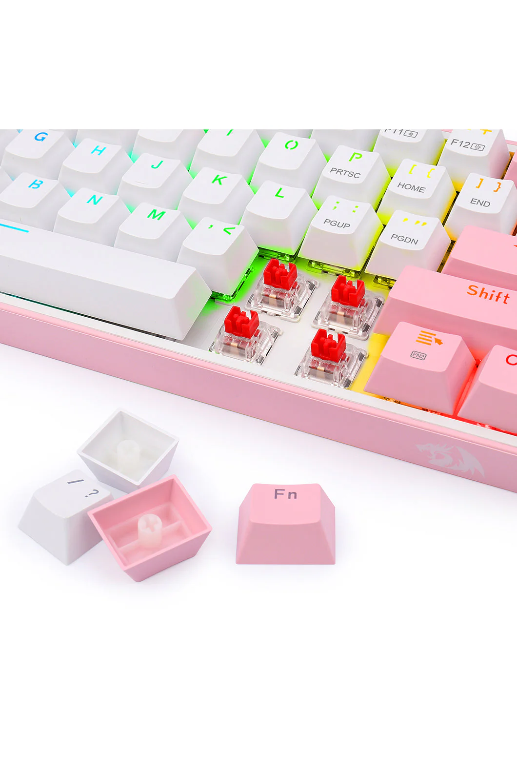 Redragon K616-RGB Fizz Pro White Pink 65% Tri-Mode Wireless Mechanical Gaming Keyboard - Image 8