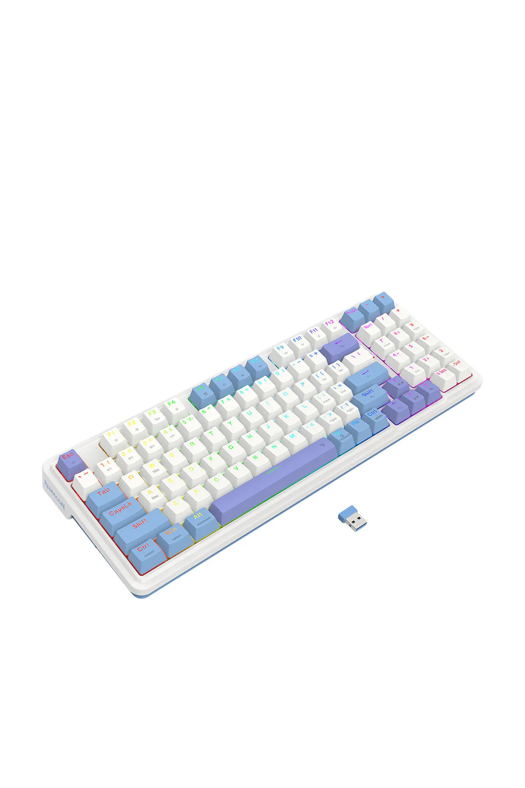 Redragon K664WBP RGB Pro Gloria White Purple 94% Gasket Wireless Mechanical Keyboard - Image 3