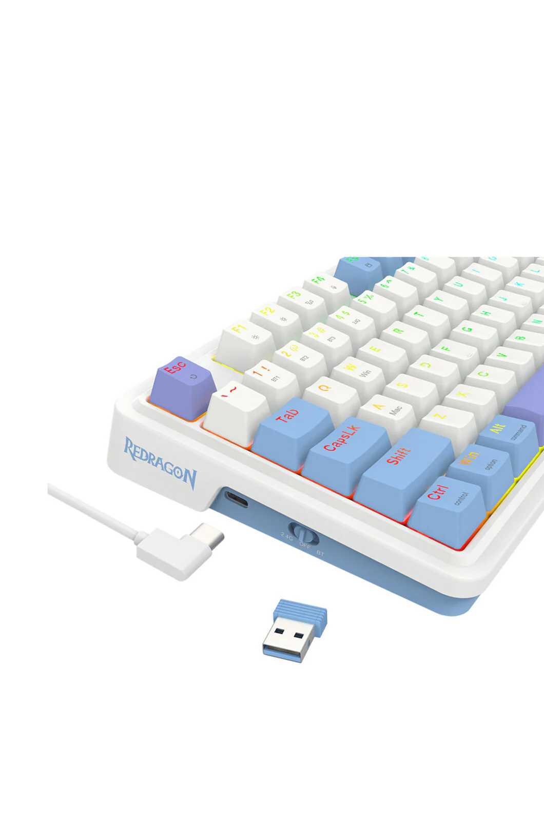 Redragon K664WBP RGB Pro Gloria White Purple 94% Gasket Wireless Mechanical Keyboard - Image 7
