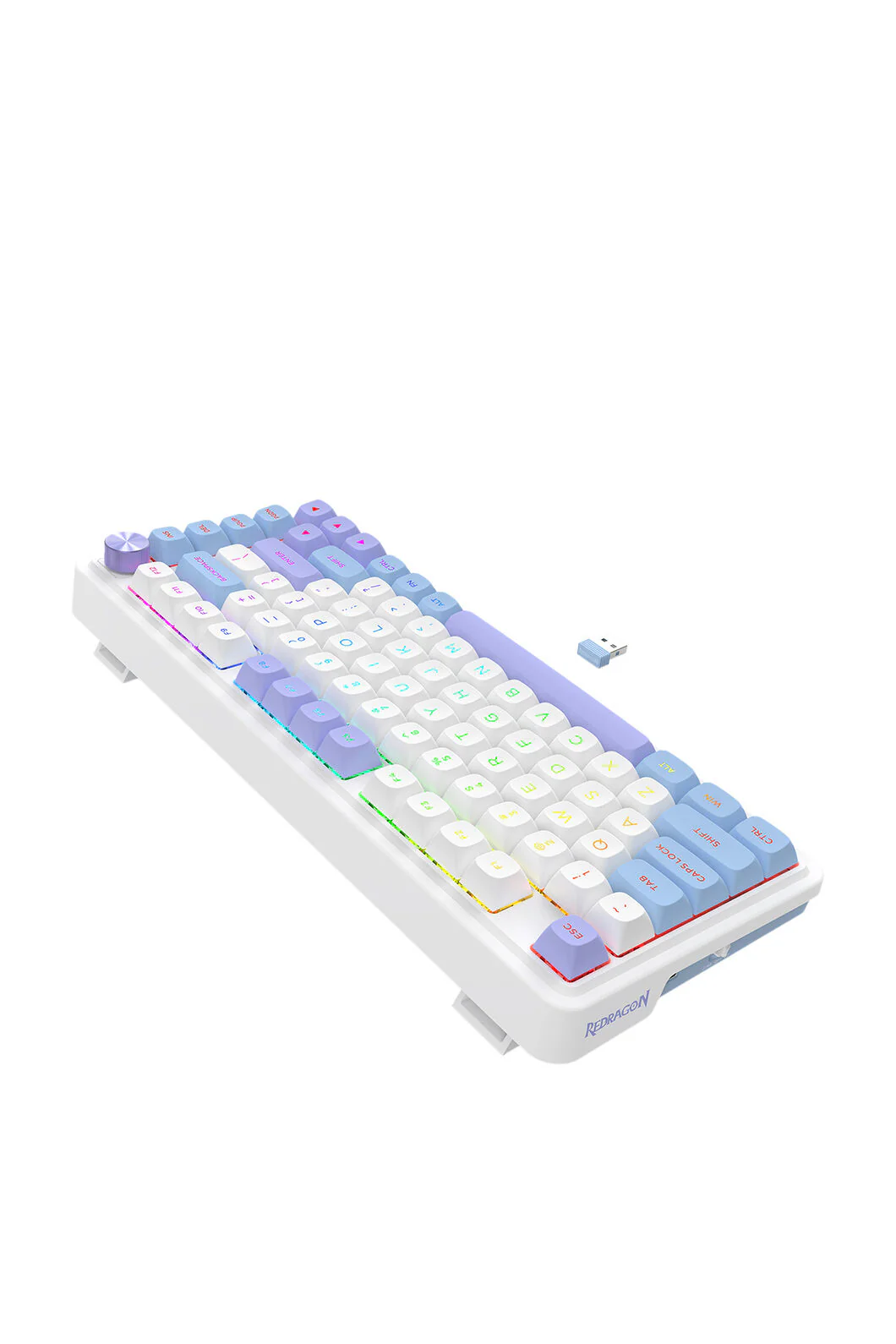 Redragon K673WBP RGB Max White Purple 75% Gasket Wireless Mechanical Keyboard - Image 6