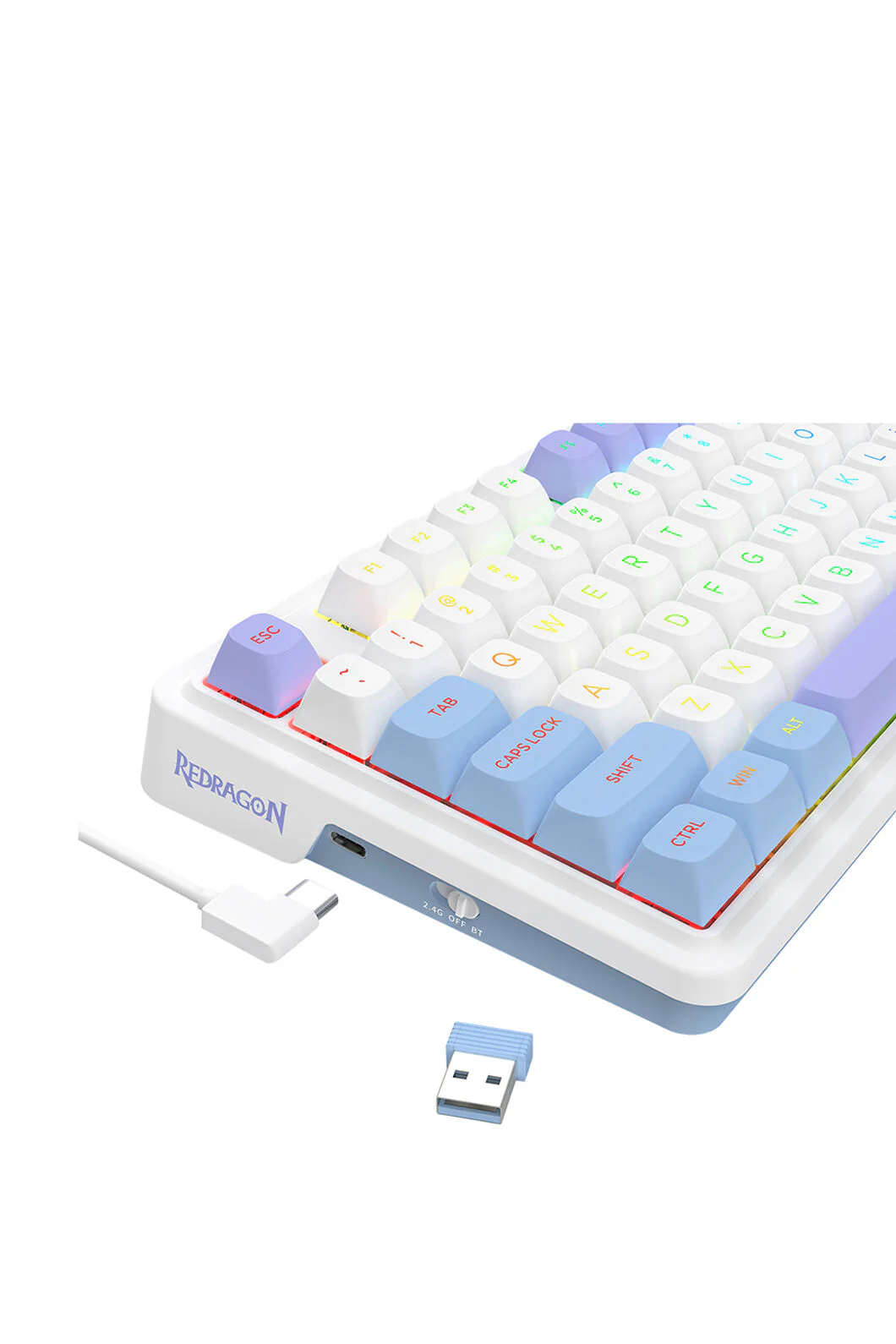 Redragon K673WBP RGB Max White Purple 75% Gasket Wireless Mechanical Keyboard - Image 7